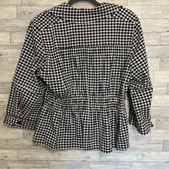 Black & White Size Large Houndstooth Jacket By Joan Rivers Elastic Waist Dainty - Picture 7 of 10